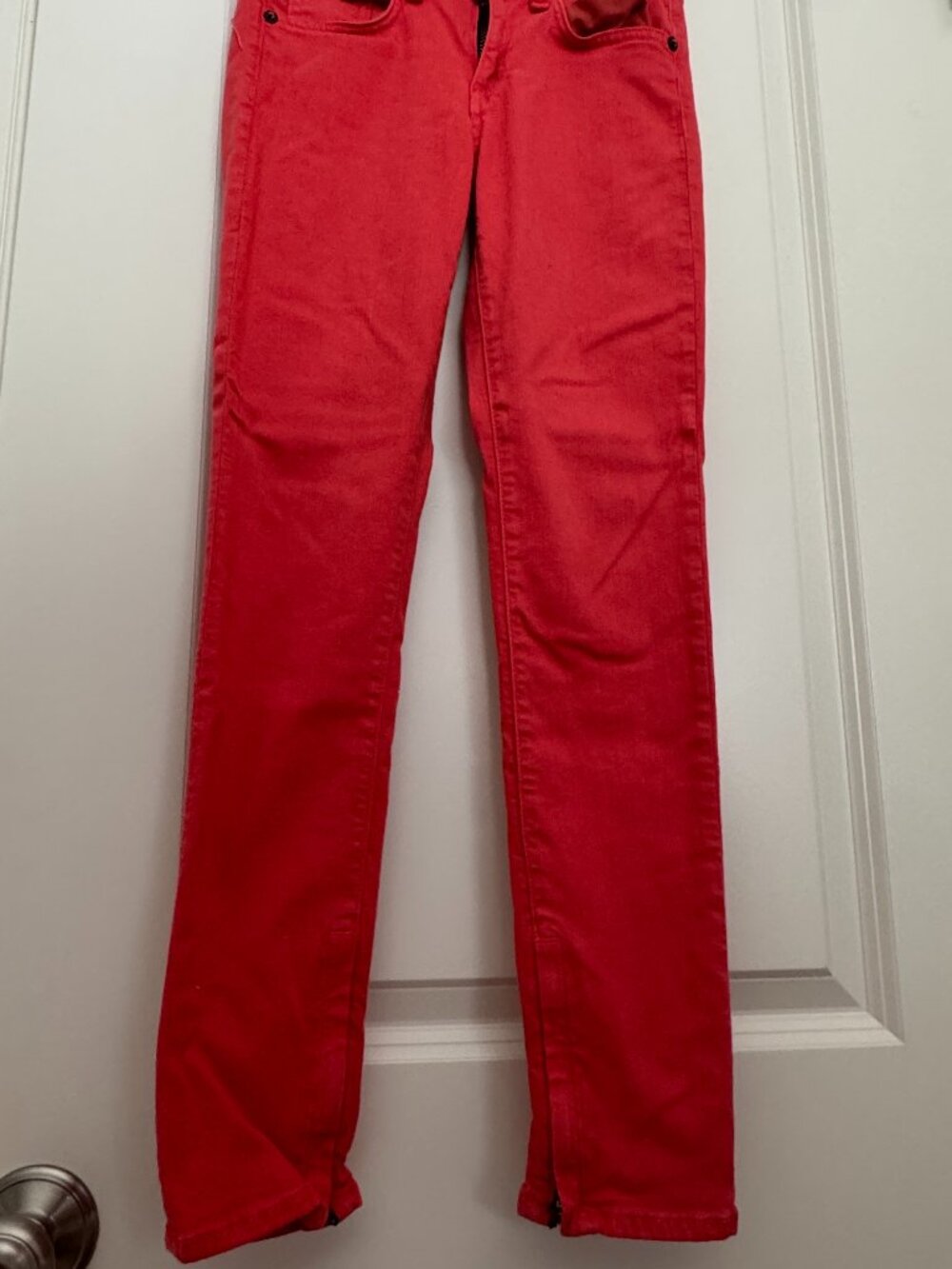 Rag & Bone Bright Coral Cropped Zipper Capri Jeans Sz 24
